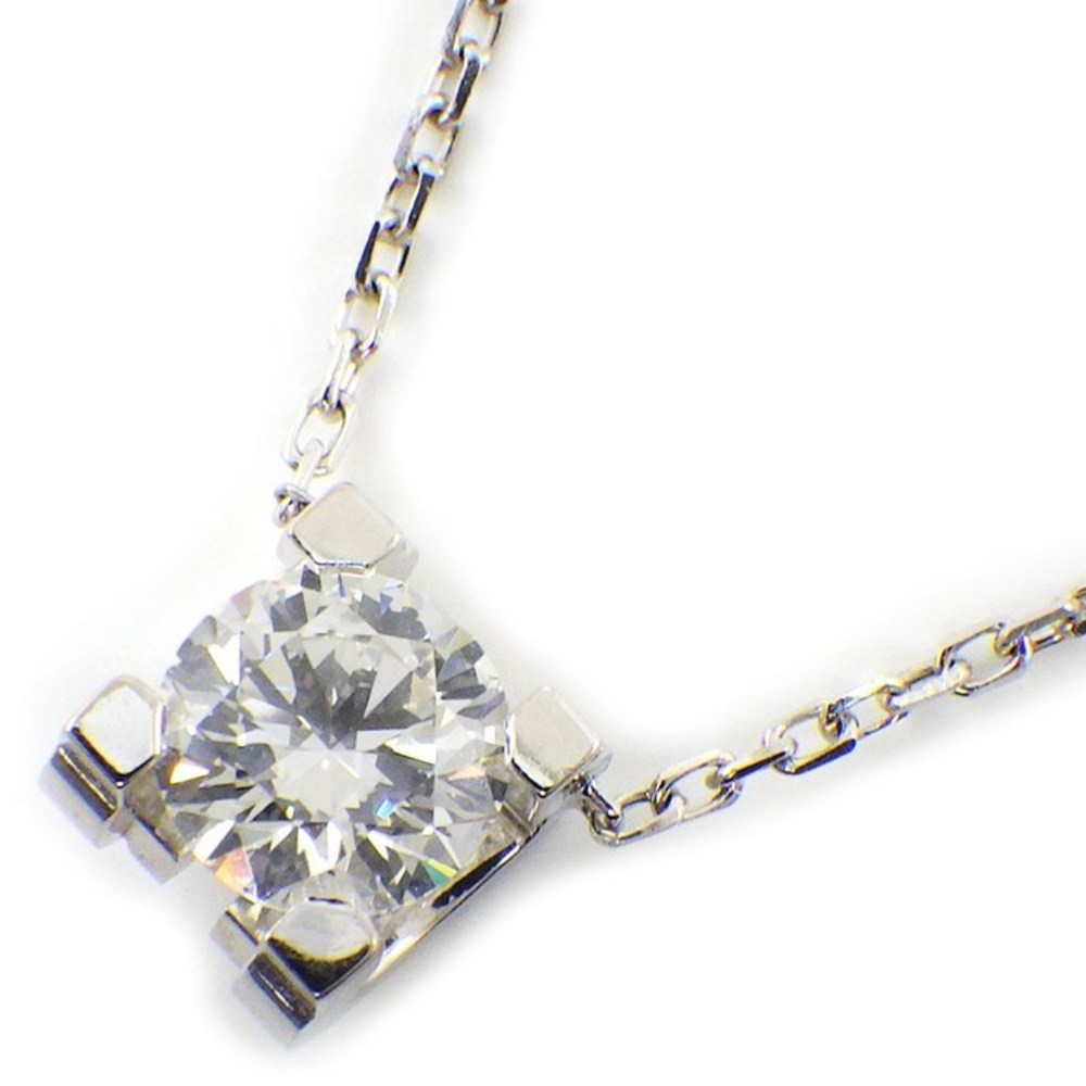 Cartier C de Setting Solitaire Necklace Diamond White Gold